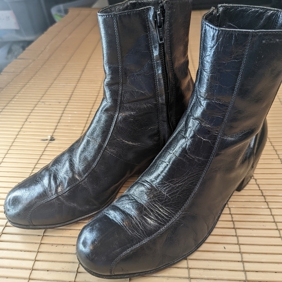 FLORSHEIM Leather Black side zip Ankle Boots Men's Size 8EEE Beatles, Chelsea, C - Picture 1 of 11